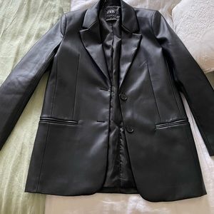 Zara Faux Leather Blazer